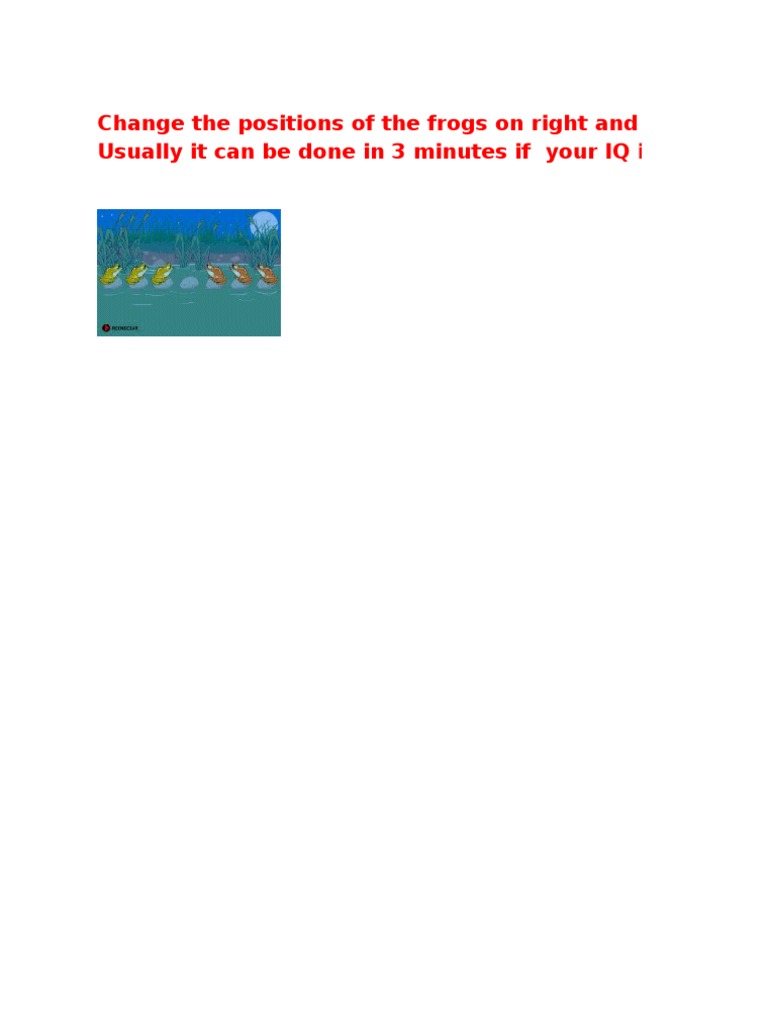 Frog Position Swap Puzzle Guide | PDF | Language Arts & Discipline
