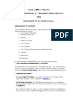 Format For BPO Projet Report 2008