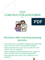 Test Construction, Assessment, Intervention & Feed Backing
