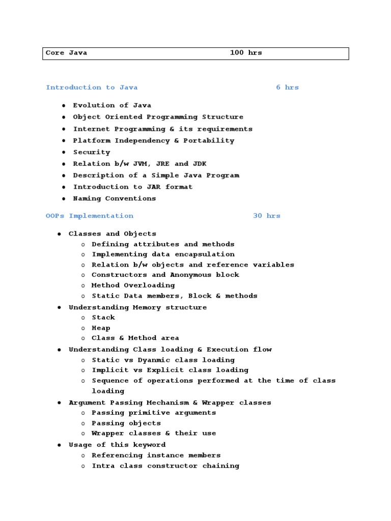 Core Java Training Institute | PDF | Class (Computer Programming ...
