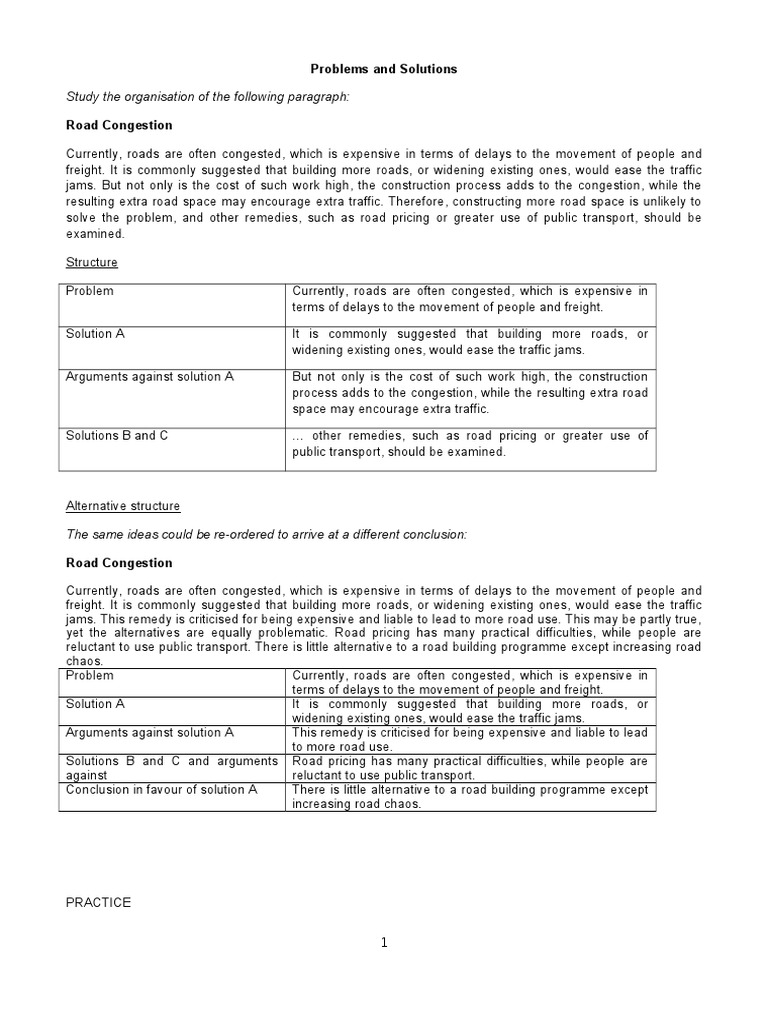 Road Congestion: Problems and Solutions | PDF