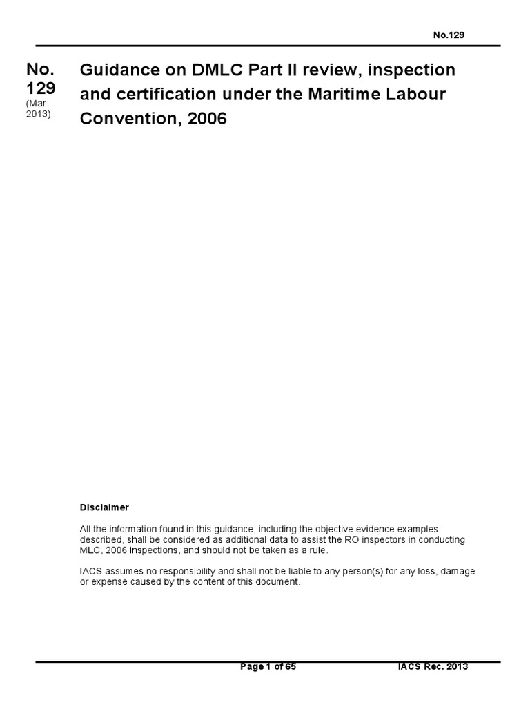DMLC Part II Inspection Guidance | PDF | International Labour ...