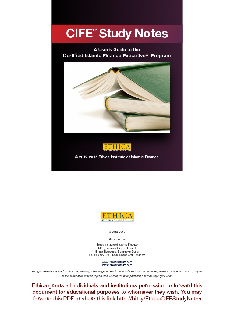 CIFE Study Notes: Certified Islamic Finance Executive Program | PDF ...