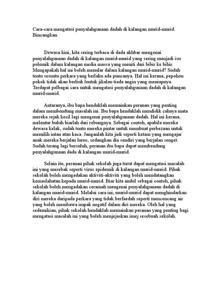 karangan Cara Cara Mengatasi Masalah Penyalahgunaan Dadah karangan Cara Cara Mengatasi Masalah Penyalahgunaan Dadah