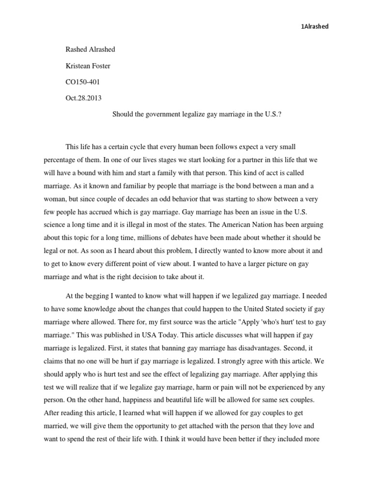essay about same sex marriage