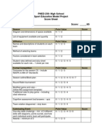 rubric for sport education model project