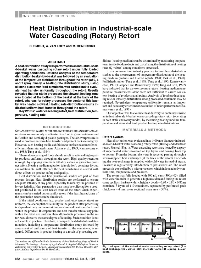 Heat Distribution in Water Cascade Retort | PDF | Pressure Cooking ...