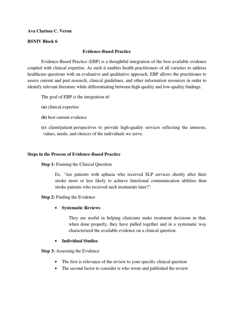 Evidence Based Practice Pdf Evidence Based Medicine Evidence