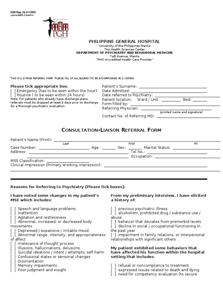 CLPsych Referral Form PDF Psychiatry Abnormal Psychology