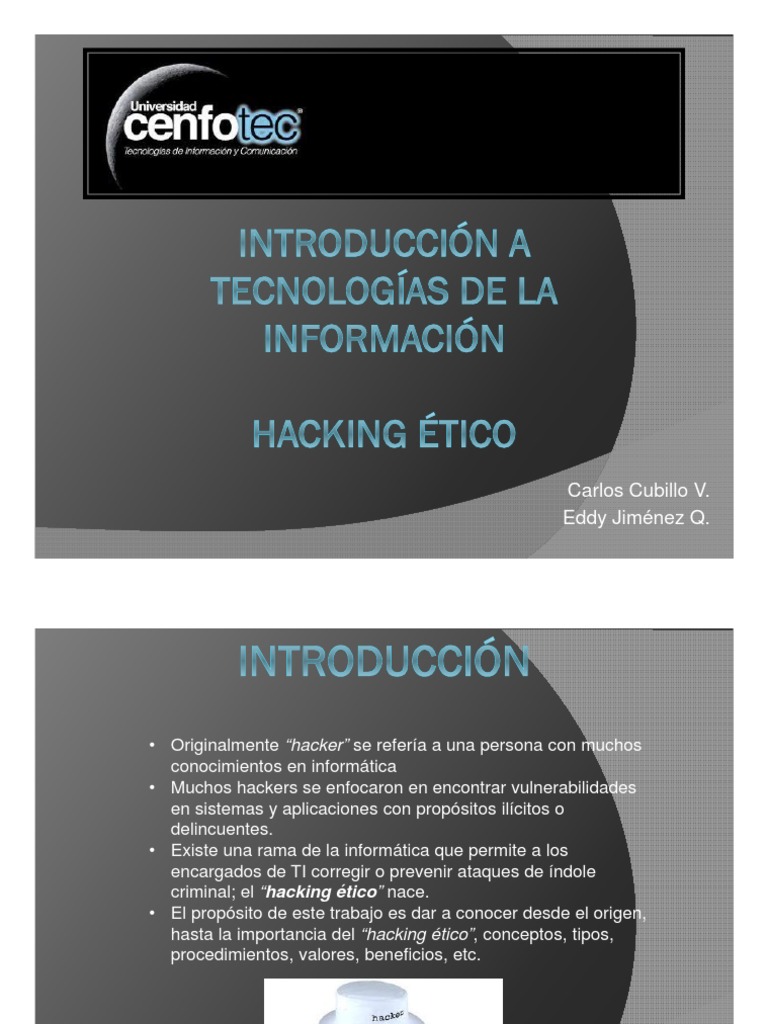 Hacking Etico Pdf Hacker De Seguridad La Seguridad Informática