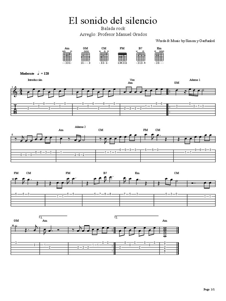 Sonido Del Silencio Letra En Español