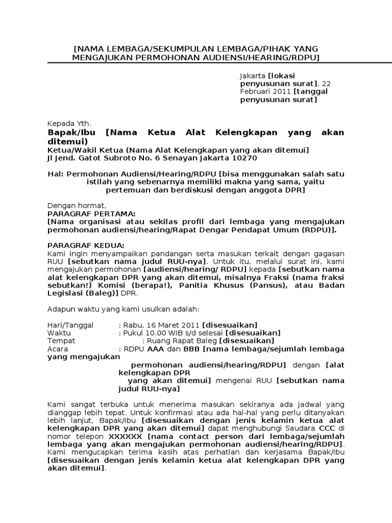 Contoh Surat Audiensi | PDF