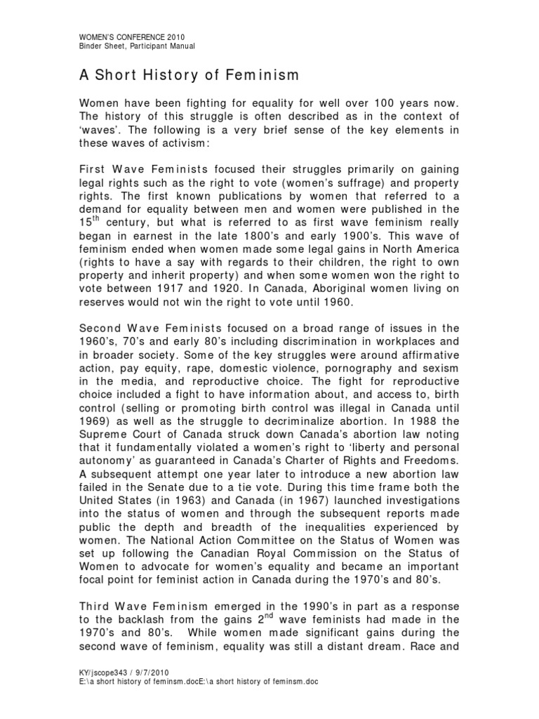A Brief History of Feminism | PDF | Feminism | Gender Studies