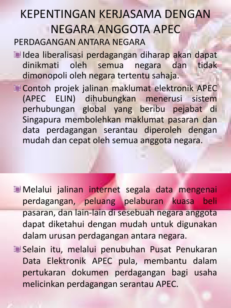 Kepentingan Kerjasama Dengan Negara Anggota Apec