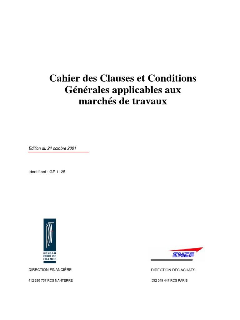 Cahier des Clauses Générales des Travaux | PDF | Entrepreneur principal ...