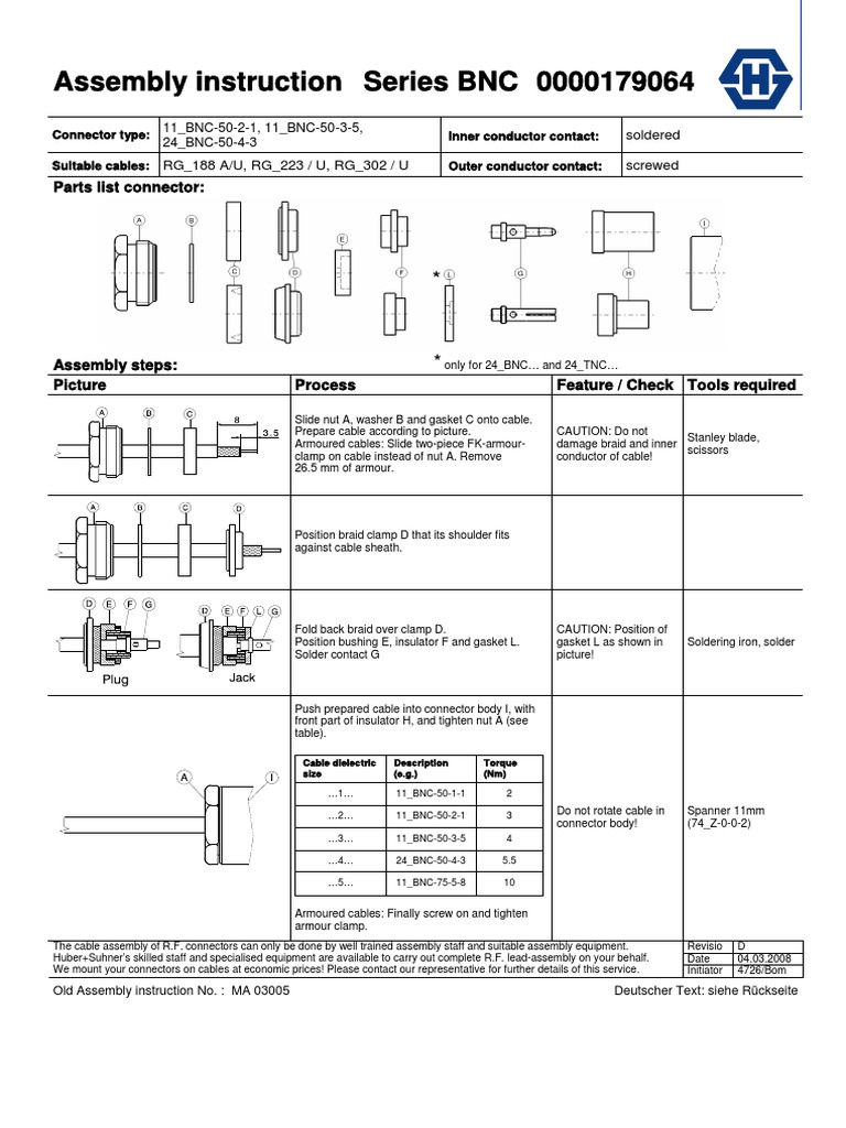 Bnc Connector Assembly Instructions - Circuit Diagram Images