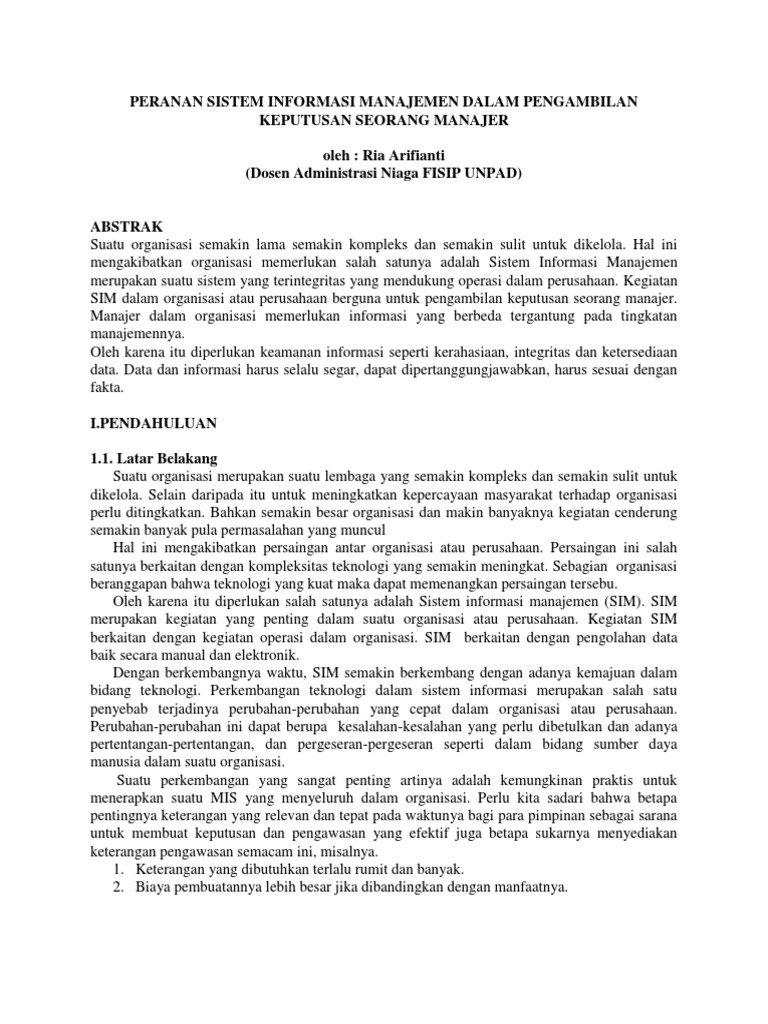 Jurnal Sistem Informasi Manajemen | PDF