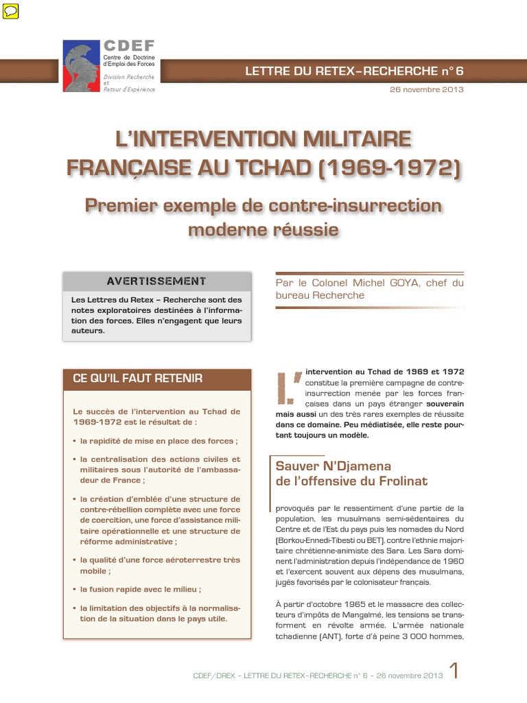 Succès de la Contre-Insurrection Française au Tchad | PDF | Tchad ...