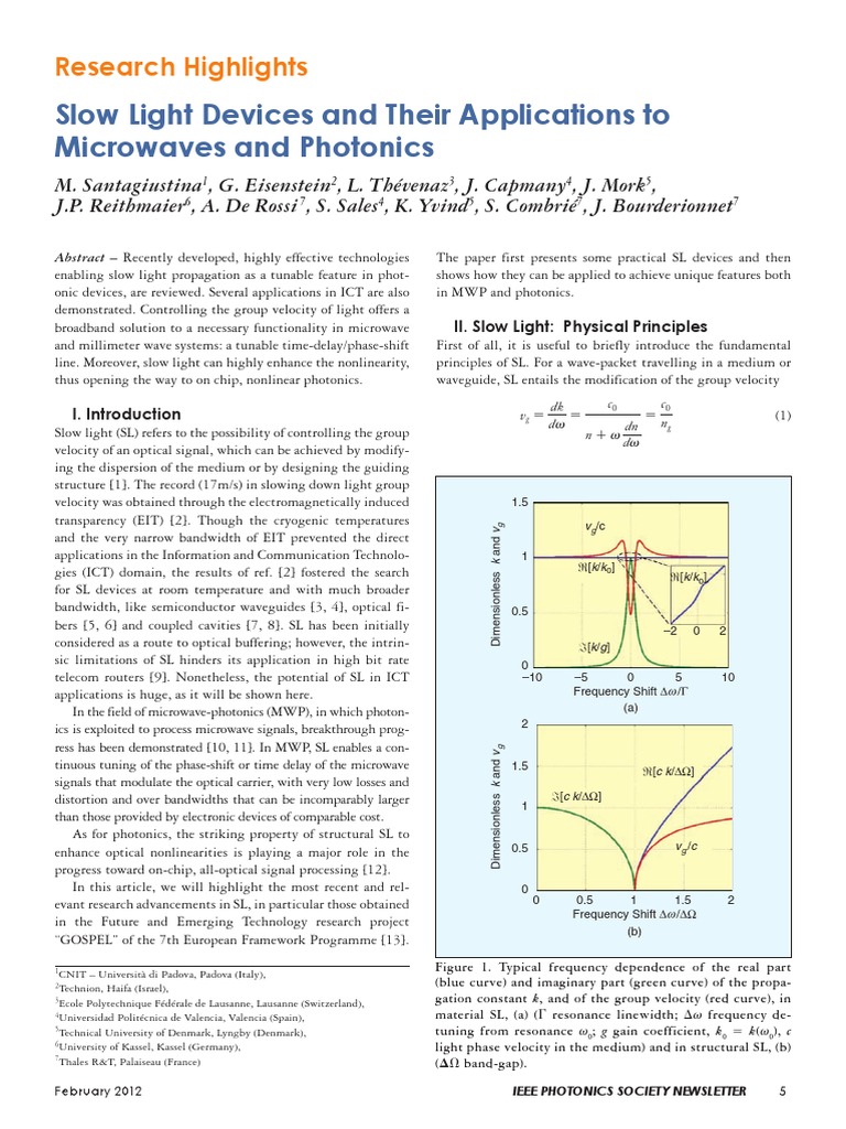 Slow Light Devices | PDF | Dispersion (Optics) | Photonics
