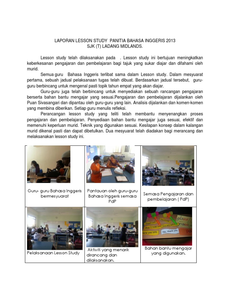Laporan Lesson Study Panitia Bahasa Inggeris 2013