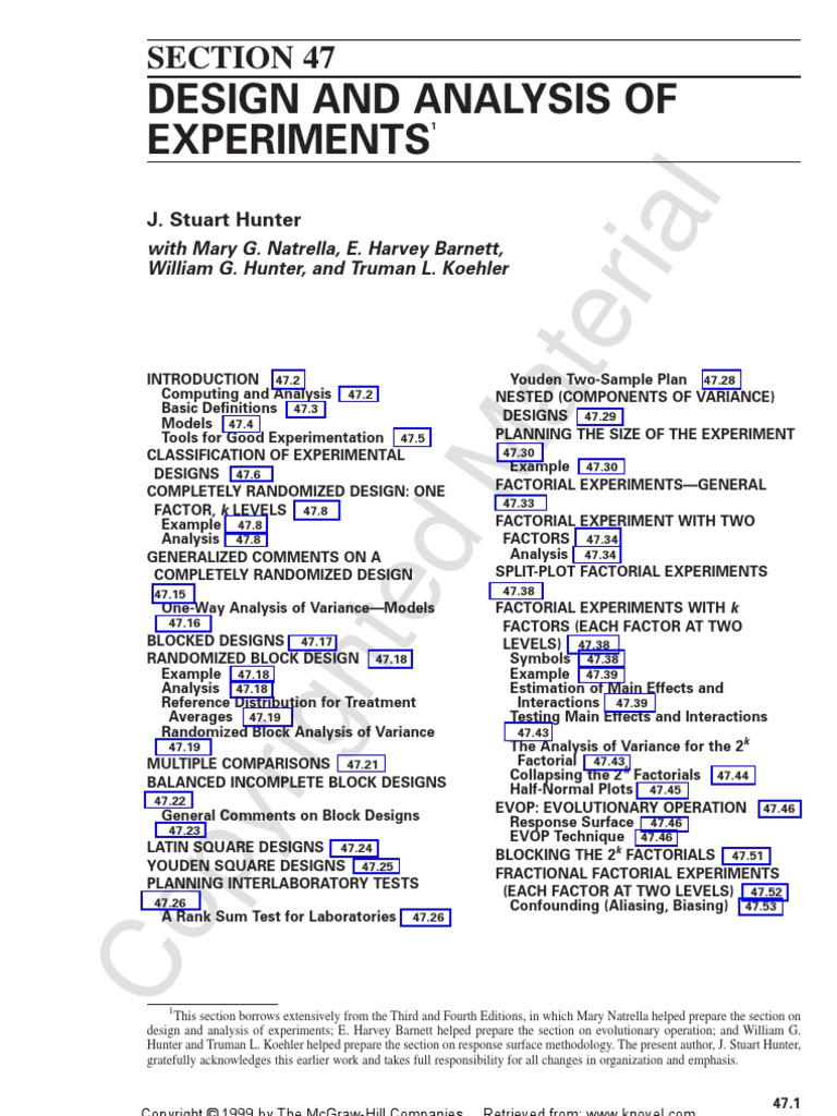 Design and Analysis of Experiments | PDF