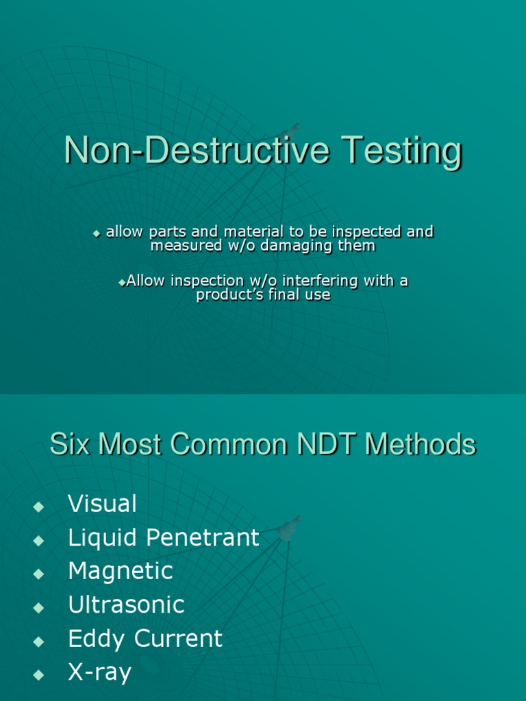 Overview of Non-Destructive Testing Methods | PDF | Nondestructive ...
