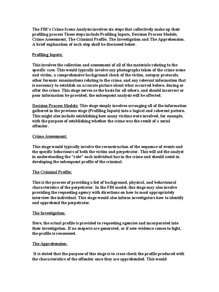 FBI Profiling Procedure | Offender Profiling | National Security