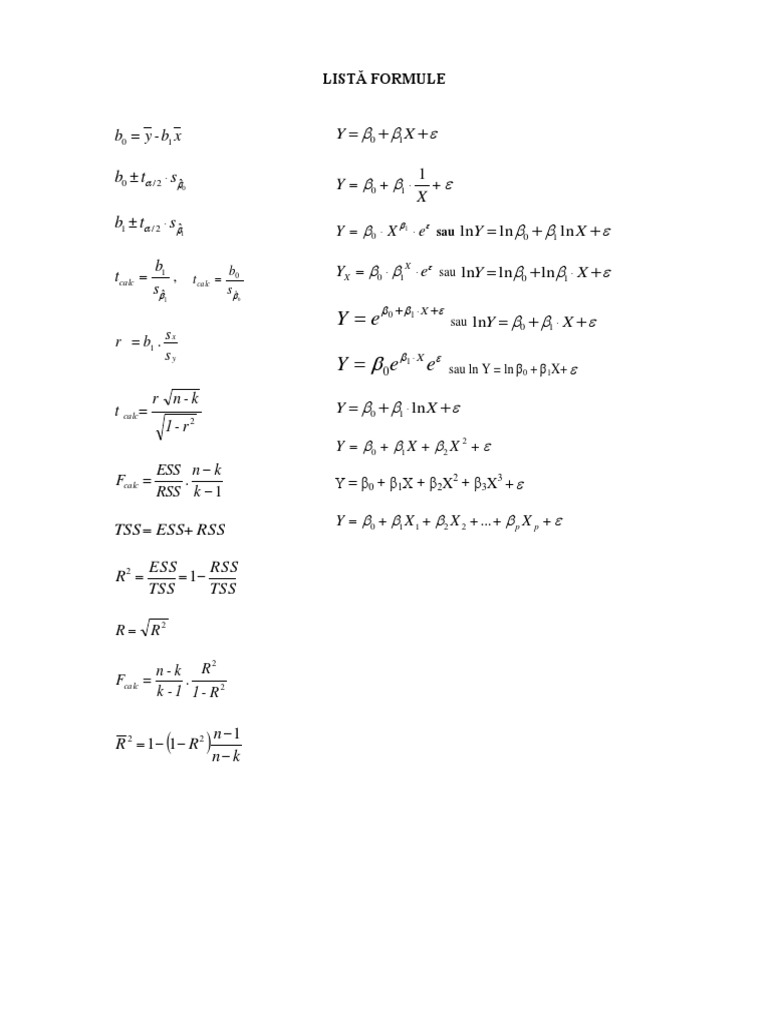 Bac M2 Mathematical Formulas List | PDF