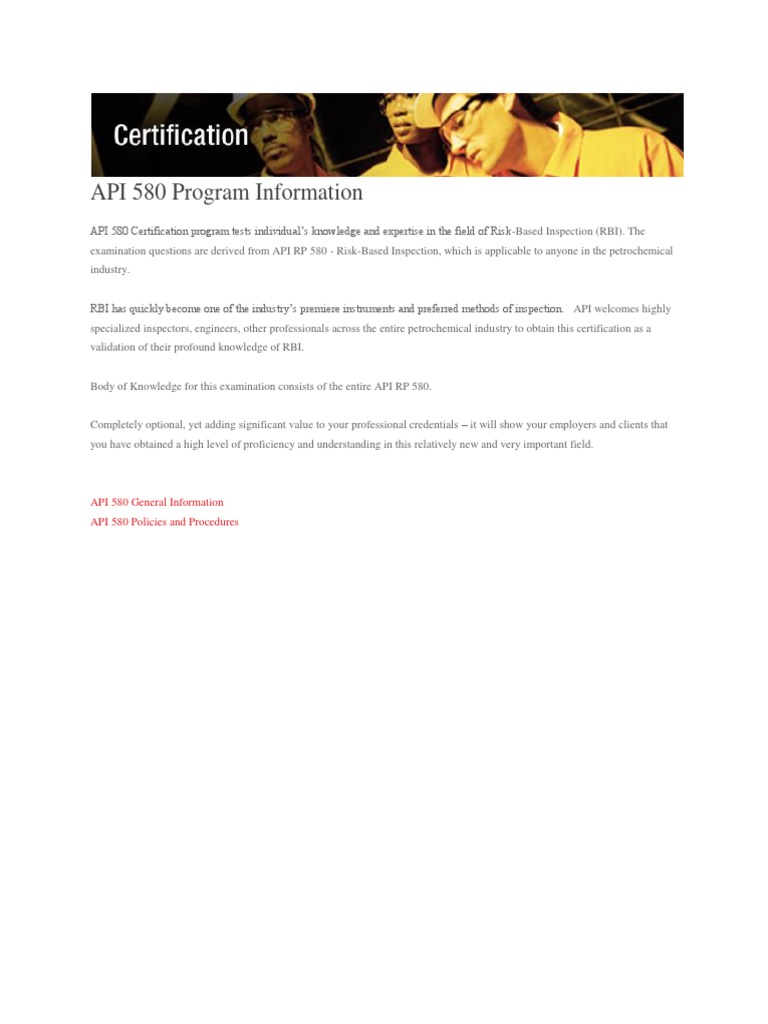 API-580 Probesfragen