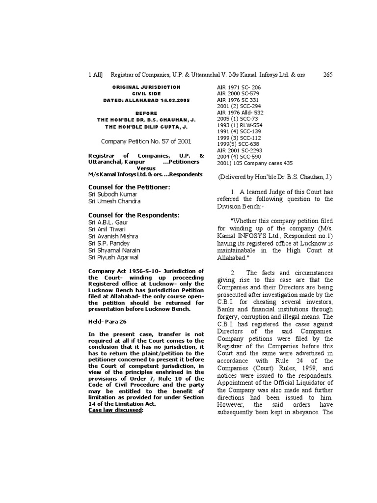 Indian Law Report Allahabad Series Apr2005 Jurisdiction Supreme