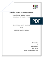 Technical Visit Report ON Spec Transformers: National Power Training Institute