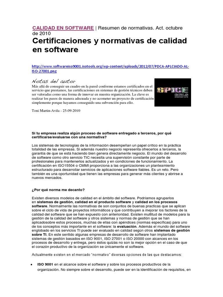 Normativas de Calidad en Software | PDF | Software | Calidad (comercial)