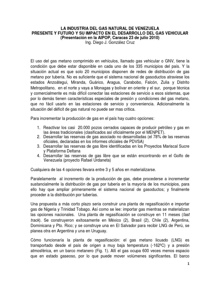 Futuro del Gas Natural en Venezuela | PDF