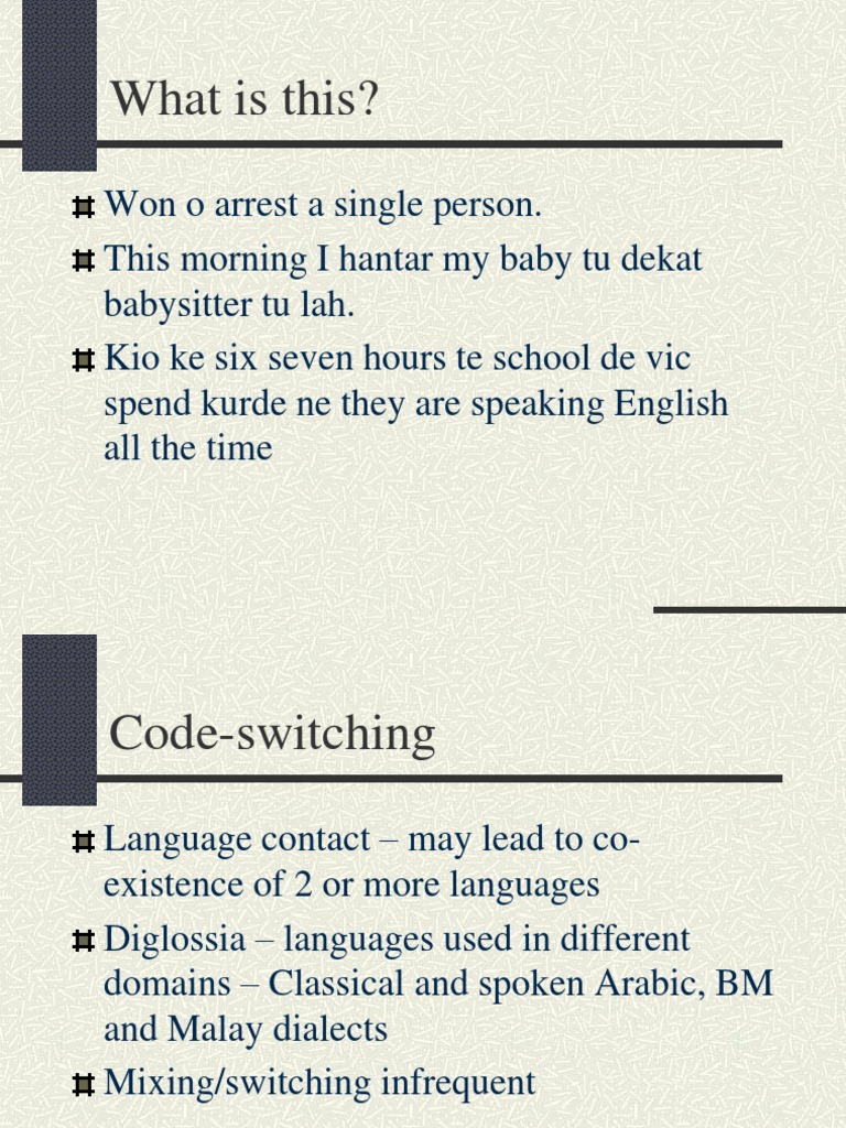 Code Mixing English Language Multilingualism