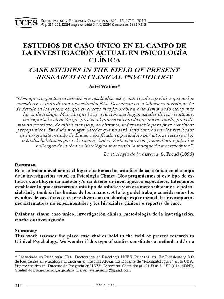 Estudio de Caso en Psicología Clínica