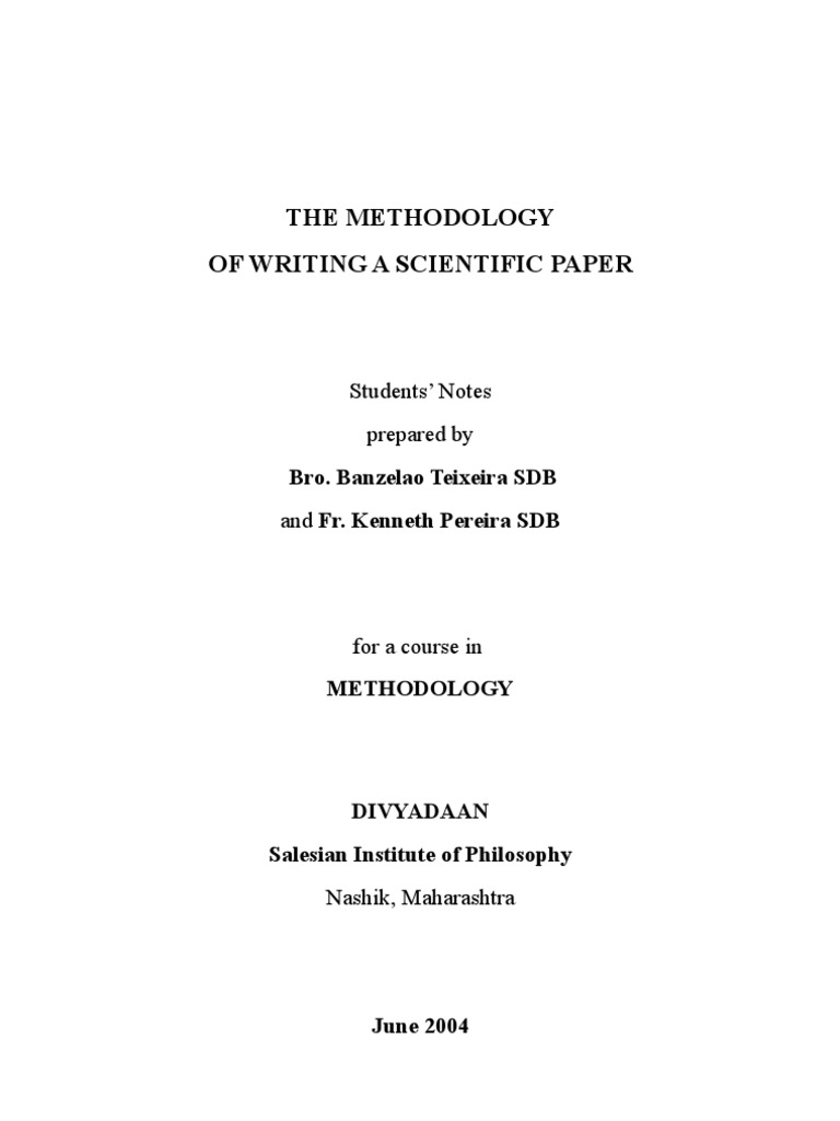 The Methodology of Writing A Scientific Paper: Students' Notes Prepared ...