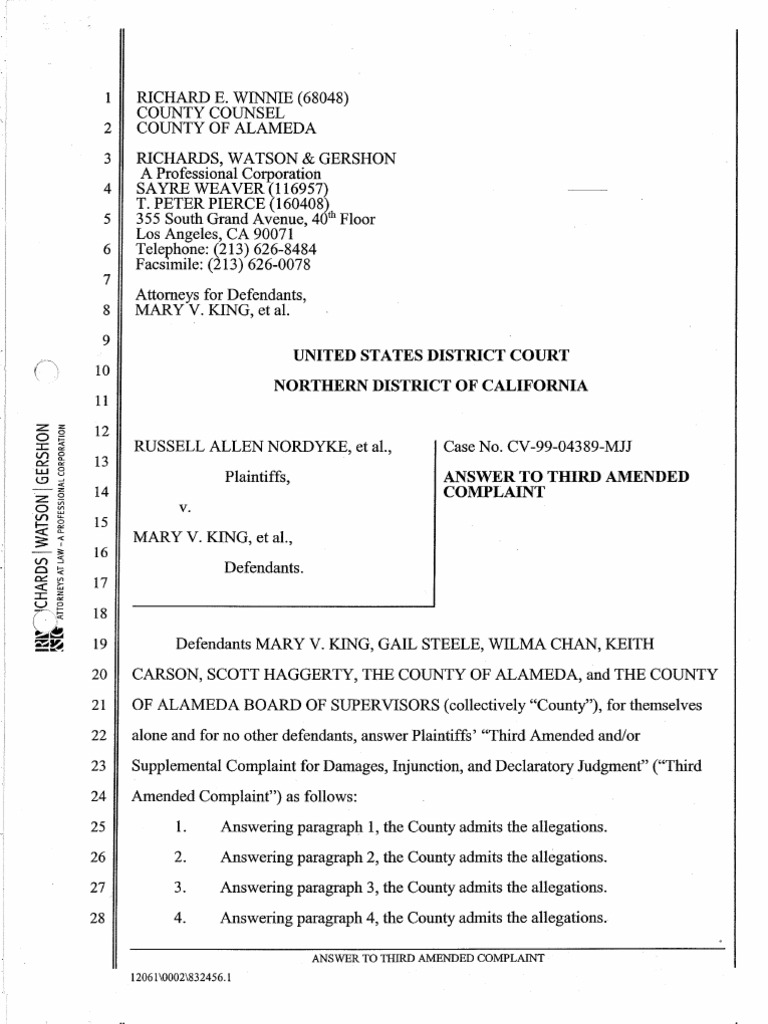 Answer to third amended complaint pdf complaint legal concepts