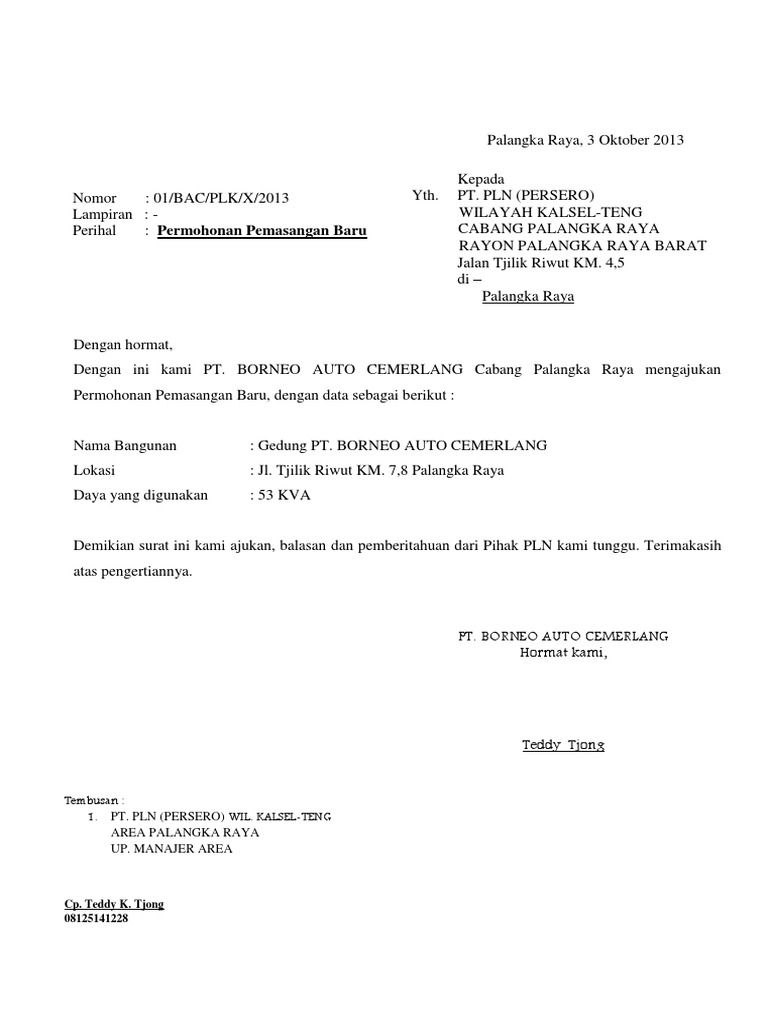 Surat Permohonan Instalasi Listrik Docx Fix