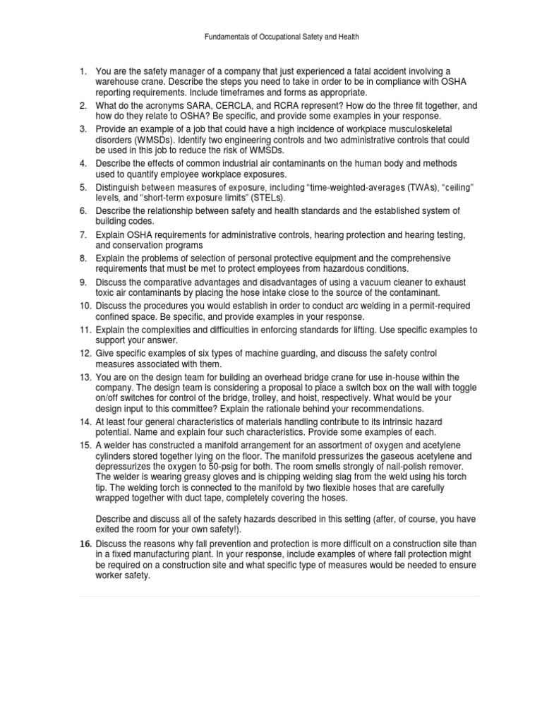 Fundamentals of Occupational Safety and Health PDF Occupational Safety And Health