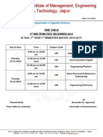 Exam Time Table III MTT, I Sem Dec 2013