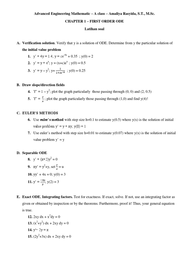 Contoh Soal Matematika Rekayasa Latihsiswa