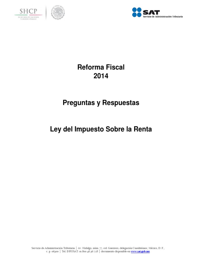 Impuesto sobre la Renta 2014: Guía y Respuestas | PDF | Impuesto sobre ...