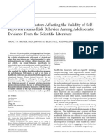 Assessment of Factors Affecting The Validity of Self-Reported Health-Risk Behavior Among Adolescents Evidence From The Scientific Literature