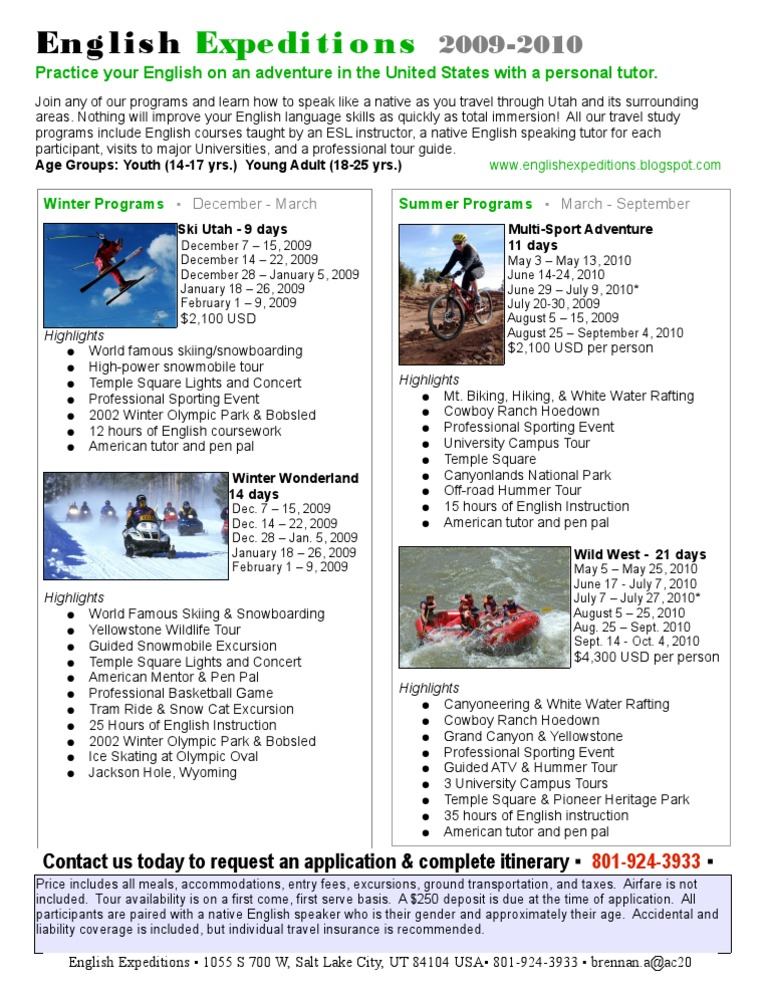 English Immersion Travel Programs | PDF