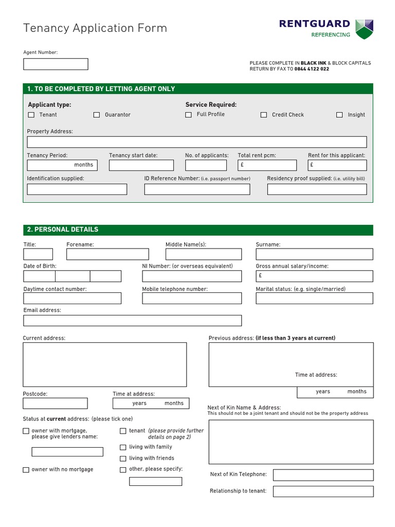 Personal Application Form | PDF | Leasehold Estate | Credit (Finance)