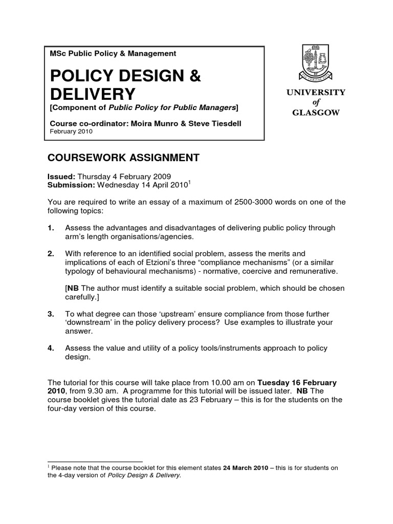 Public Policy Coursework Assignment Guide | PDF