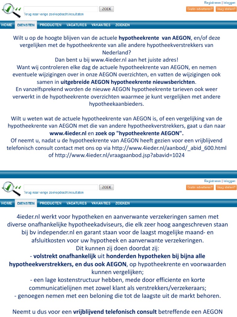 Hypotheekrente AEGON PDF