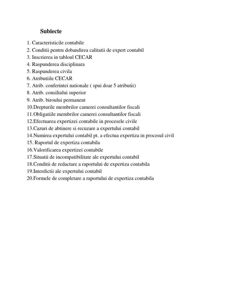 Subiecte Expertiza Contabila | PDF