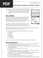 Mail Merge: Lesson 50 Application Software: Advanced Features of Word Processing