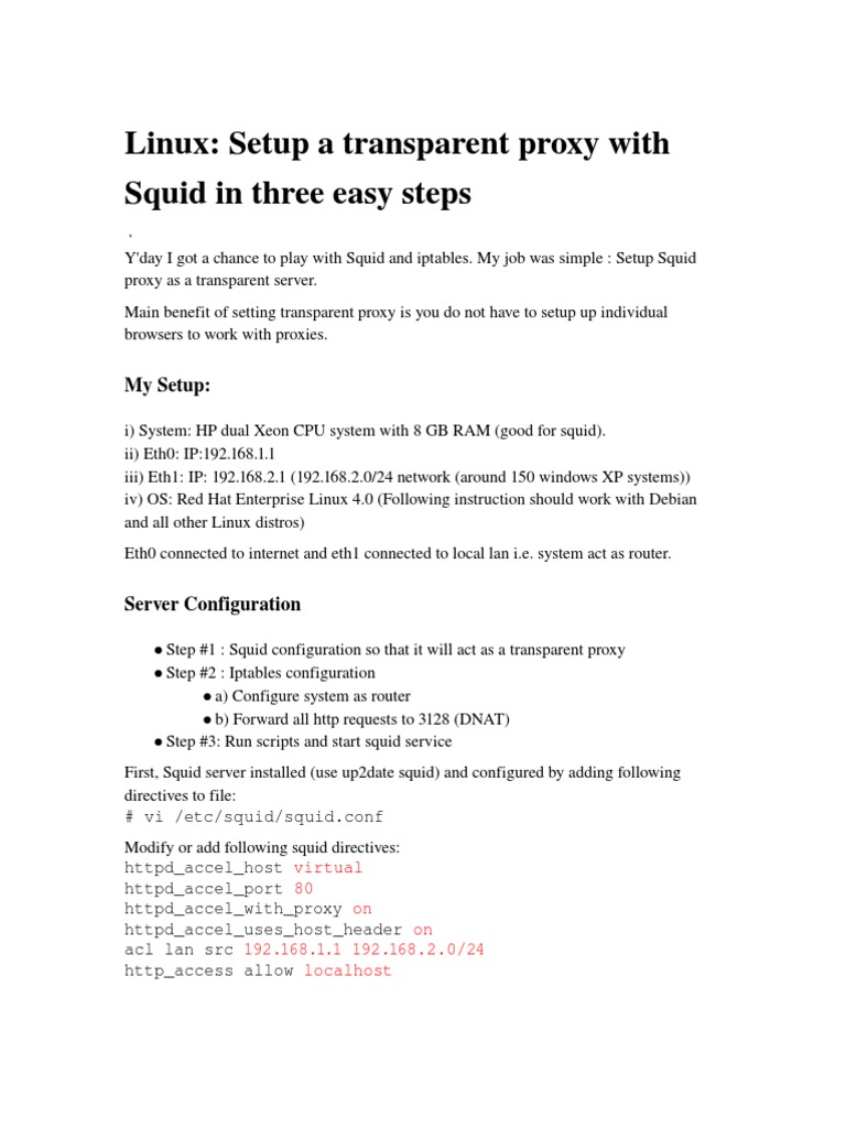 Setup Squid as a Transparent Proxy | PDF | Proxy Server | Port ...
